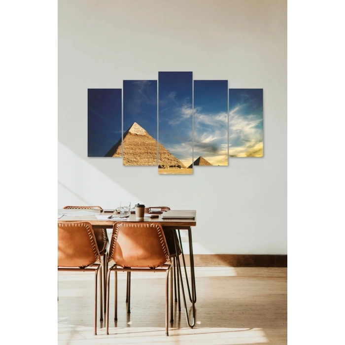 Piramitler Manzarası 5 Parçalı Mdf Tablo 60 x 100