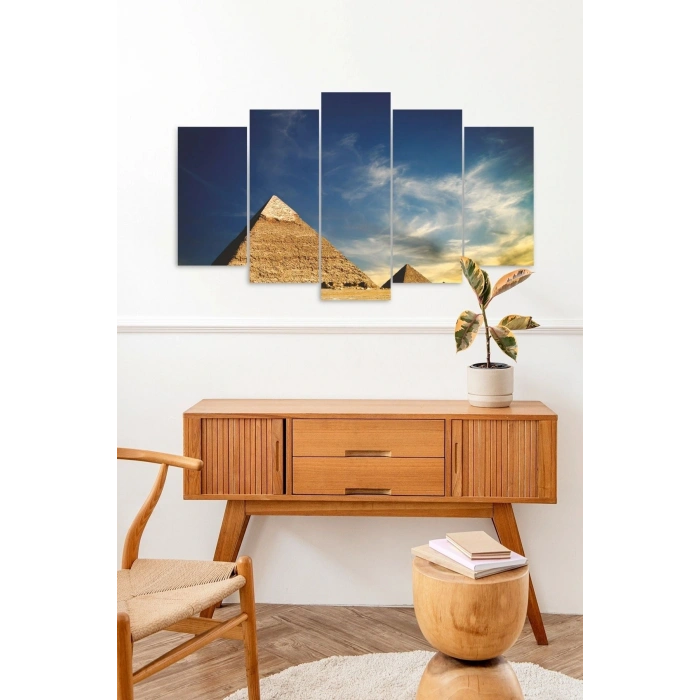 Piramitler Manzarası 5 Parçalı Mdf Tablo 60 x 100