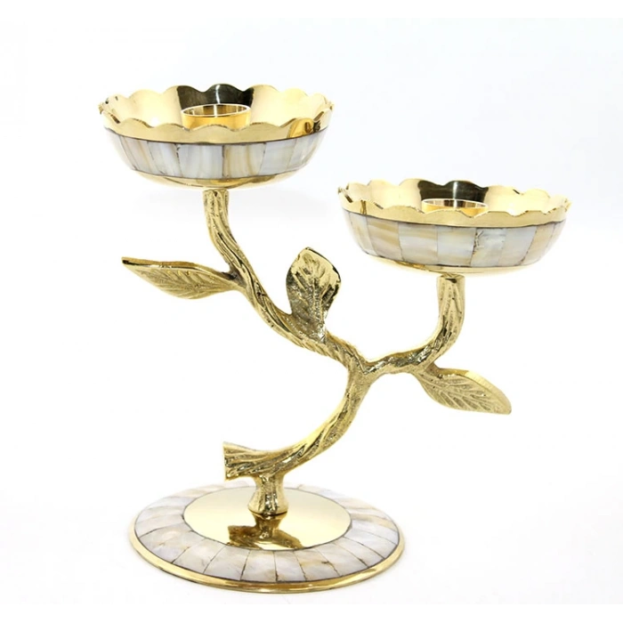 Люстра из мореного рисового перламутра на 2 свечи