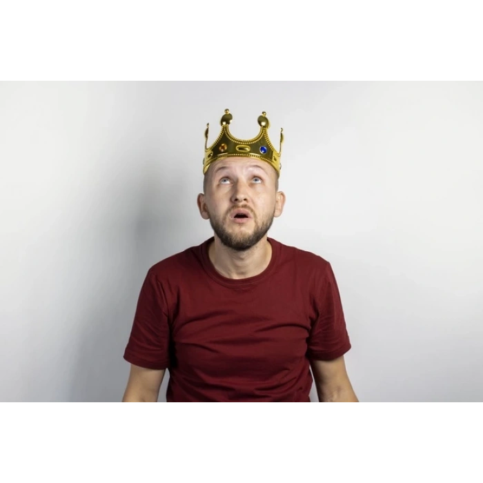 Plastik Kral Tacı Altın Renk Yetişkin Boy 55 cm (5365)