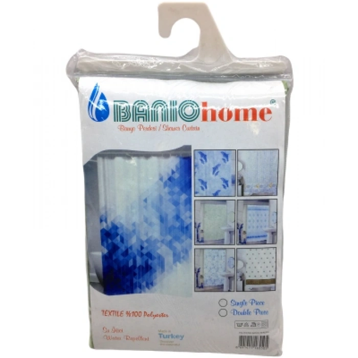 POLYESTER ÇİFT KANAT SU İTİCİ BANYO PERDESİ 90X200CM (5365)