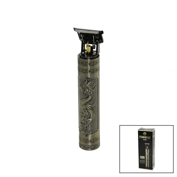 POWERTEC TR-1005 MAT GÜNLÜK EVDE BAKIM VÜCUT KILI ENSE - SAKAL TRAŞ MAKİNESİ USB ŞARJLI BASKILI GÖVDET BIÇAK (5365)