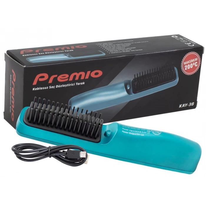 PREMIO KAY-38 ŞARJ GÖSTERGELİ KABLOSUZ TAŞINABİLİR SAÇ DÜZLEŞTİRİCİ TARAK (5365)