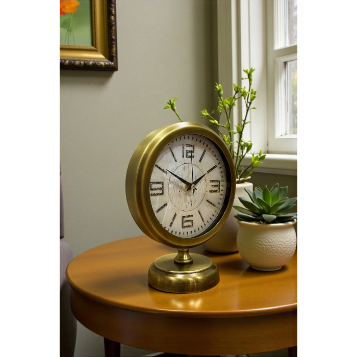 Premium Vintage 25 x 20 Cm Antique Metal Table Clock