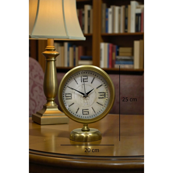 Premium Vintage 25 x 20 Cm Antique Metal Table Clock