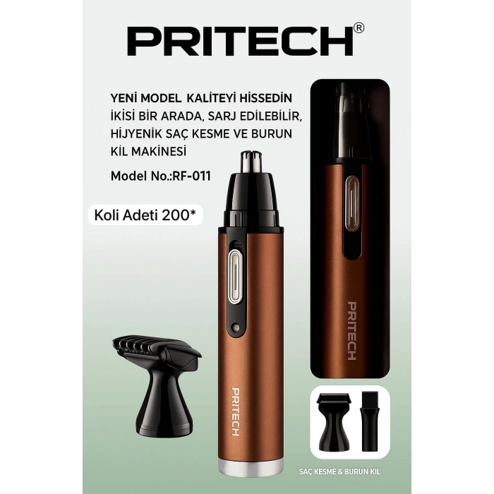 Pritech Rf-011 Kulak Burun Kıl Alma Ense Tüy Burun Şarjlı Tıraş Makinesi (5365)