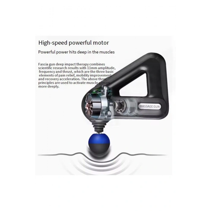 Profesyonel Derin Doku Masaj Tabancası - 12 Başlıklı Kas Gevşetici