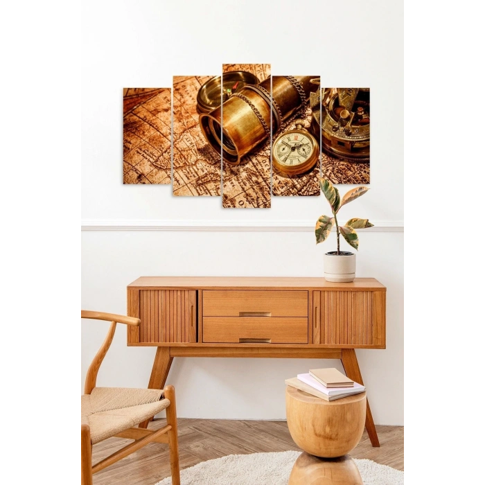 Pusula ve Harita 5 Parçalı Mdf Tablo 60 x 100