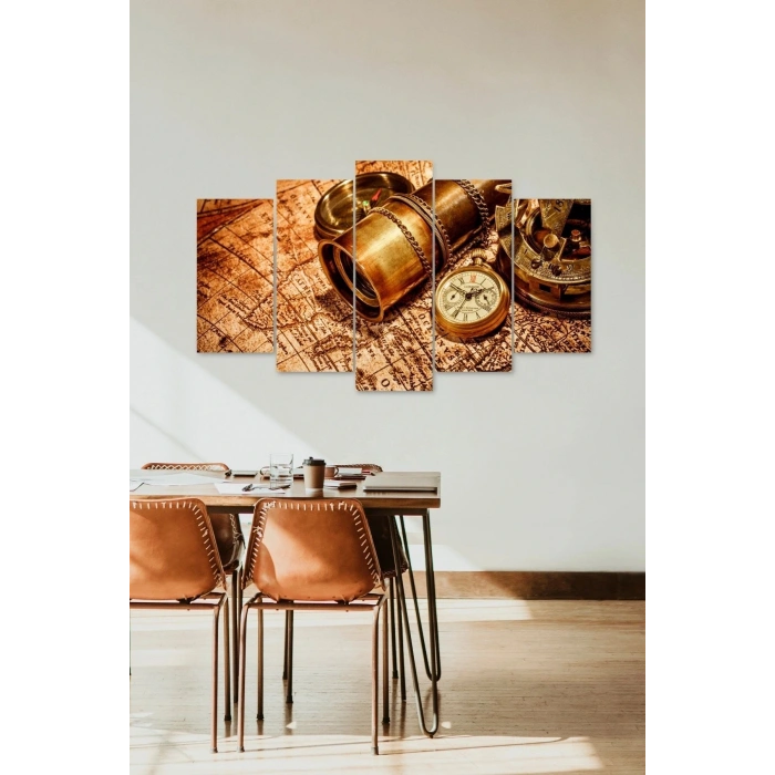 Pusula ve Harita 5 Parçalı Mdf Tablo 60 x 100