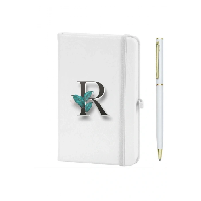 R Harfi Çiçek Baskılı Defter