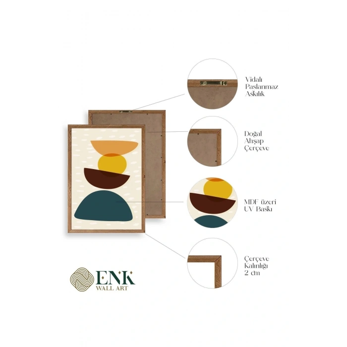 Rahatlatıcı Desenler Üçlü Ahşap Çerçeveli Tablo 17 x 23