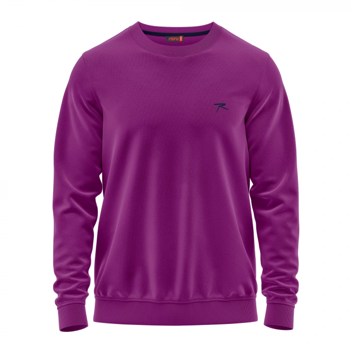 %100 Pamuk Bisiklet Yaka Unisex Basic Sweatshirt AUDAX MOR