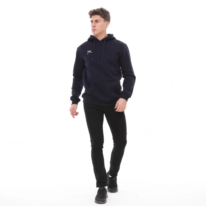 Cotton Hooded Thick Basic Sweatshirt LEPIDUS NAVY