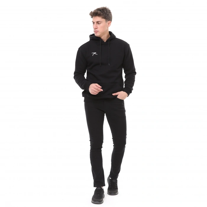 Pamuklu Kapüşonlu Kalın Basic Sweatshirt LEPIDUS SİYAH