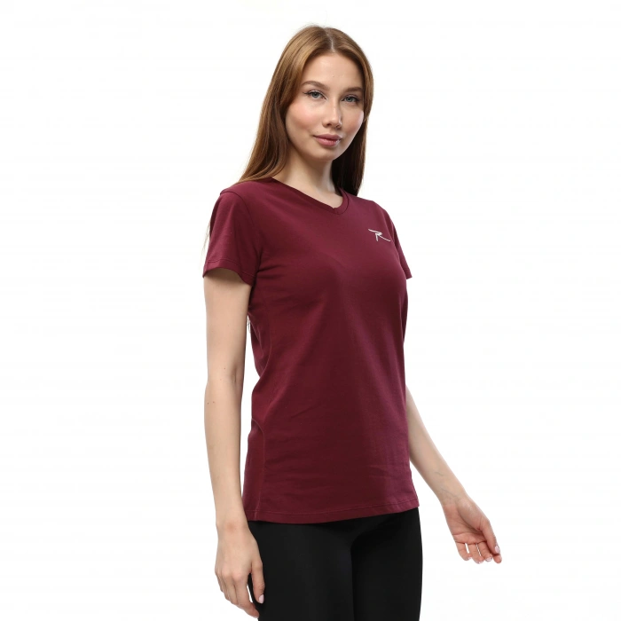 Kadın %100 Pamuk T-Shirt MULIER BORDO