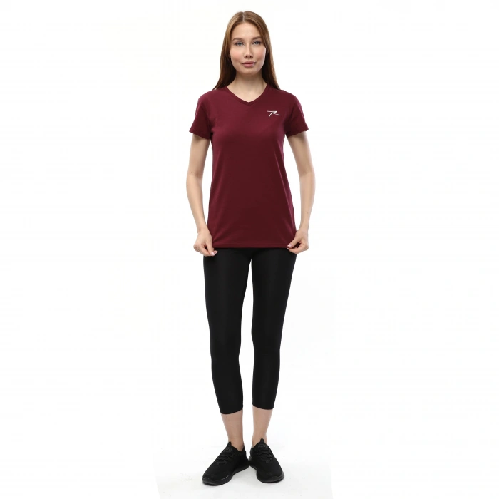 Kadın %100 Pamuk T-Shirt MULIER BORDO