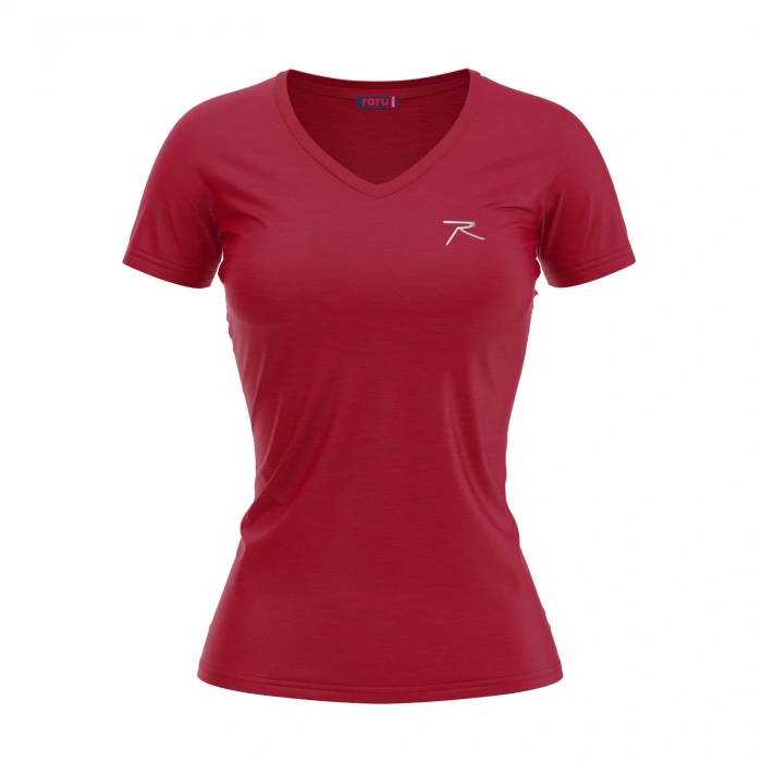 Kadın %100 Pamuk T-Shirt MULIER BORDO MELANJ