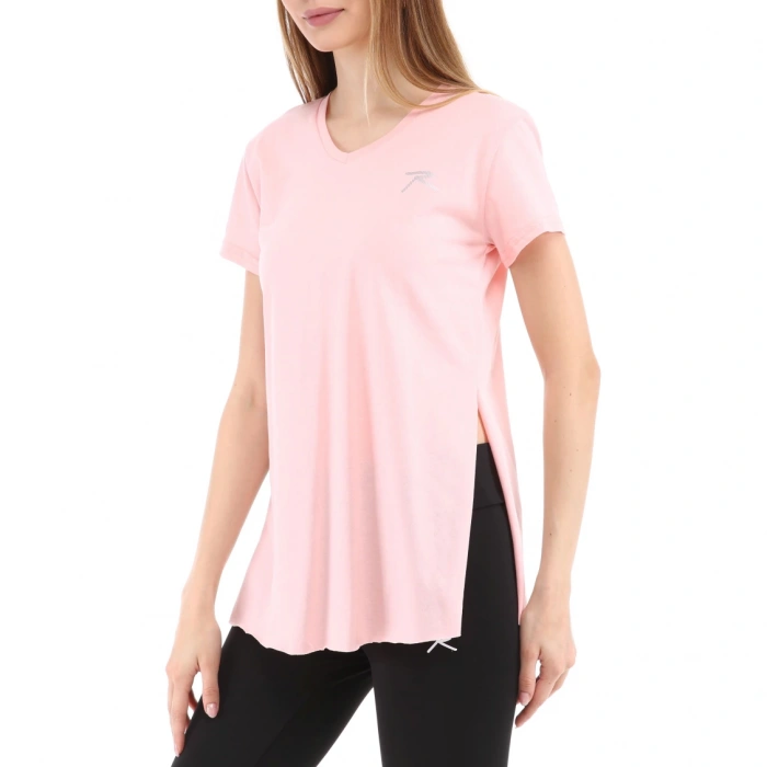 Womens 100% Cotton V-Neck T-Shirt FRAGUM PINK