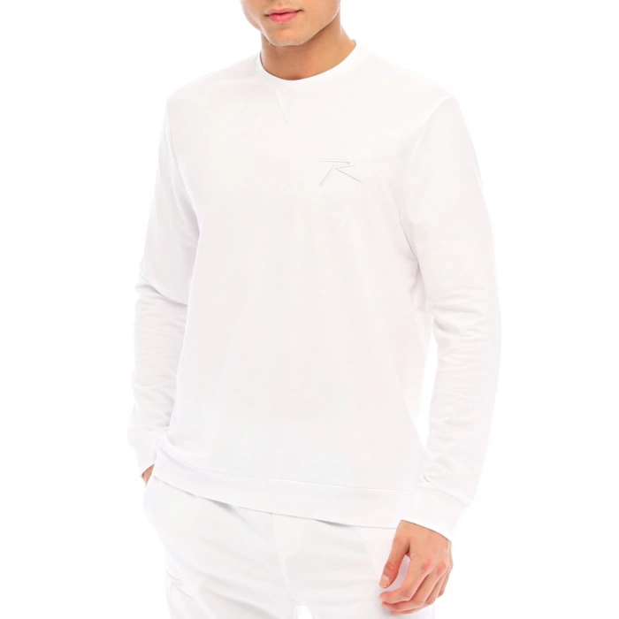 Cotton Basic Bicycle Neck Sweatshirt OMNIS WHITE