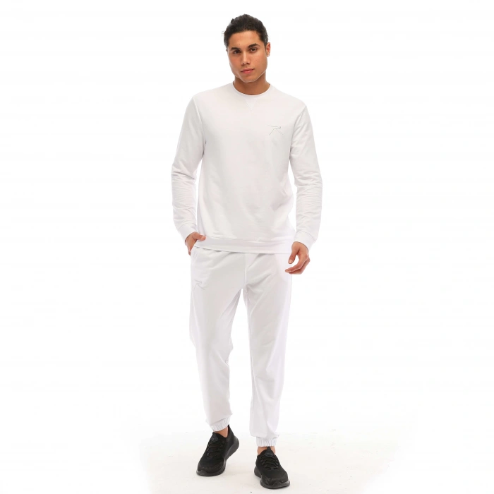 Cotton Basic Bicycle Neck Sweatshirt OMNIS WHITE