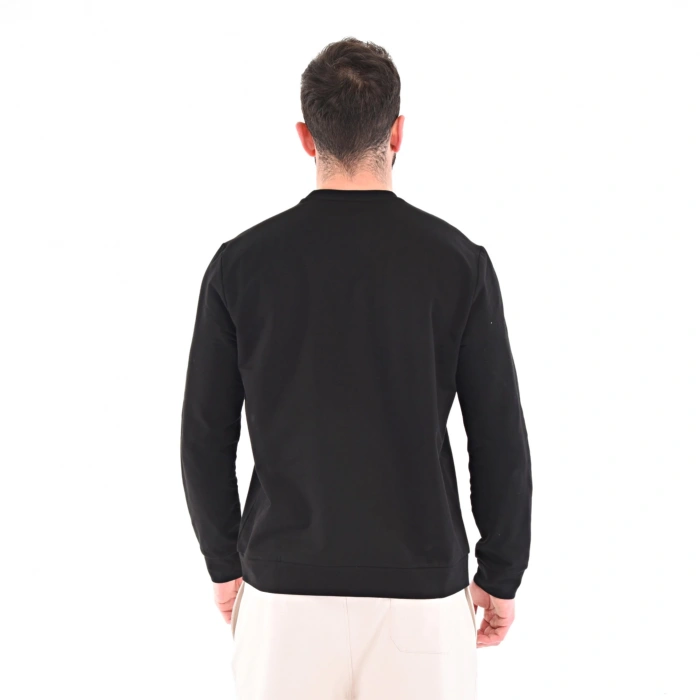 Pamuklu Bisiklet Yaka Basic Sweatshirt PORTA SİYAH