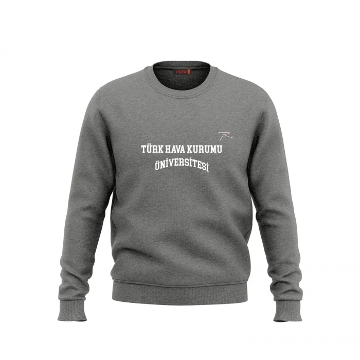 Raru x THKU Pamuklu Bisiklet Yaka Unisex Basic Sweatshirt AUDAX ANTRASİT MELANJ