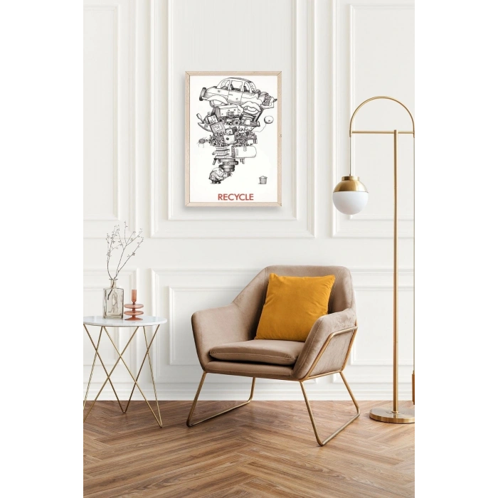 Recycle Ahşap Çerçeveli Tablo 17 x 23