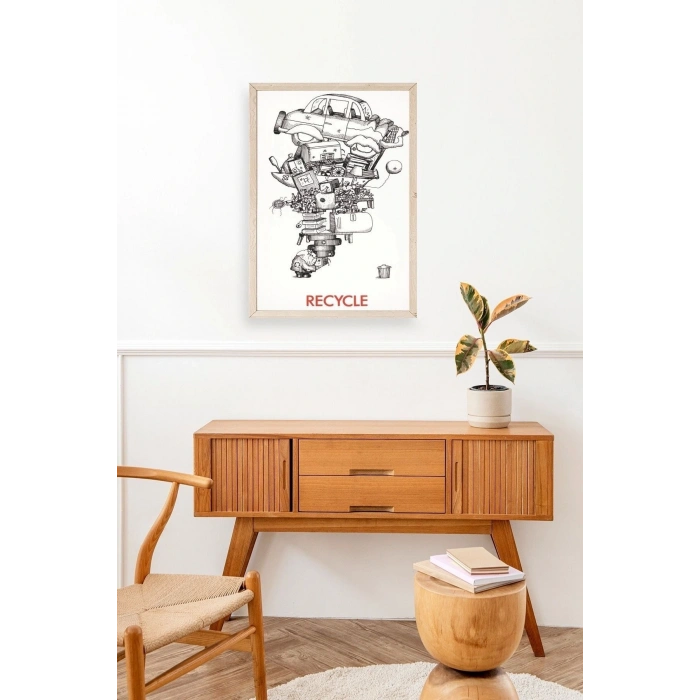 Recycle Ahşap Çerçeveli Tablo 17 x 23