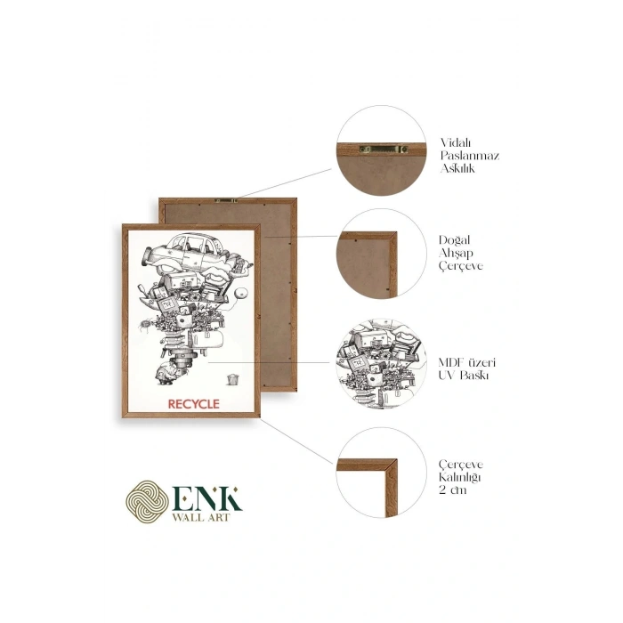Recycle Ahşap Çerçeveli Tablo 23 x 30