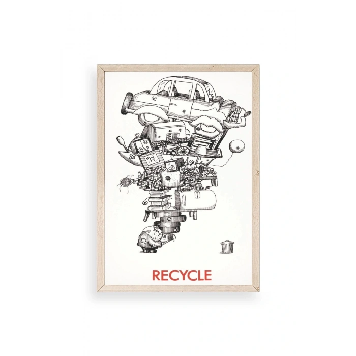 Recycle Ahşap Çerçeveli Tablo 30 x 42