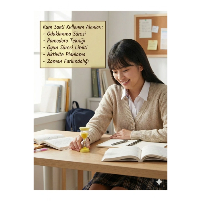 Renkli 10 Dakika Kum Saati - Dekoratif Cam Zamanlayıcı -Mutfak, Ders ve Oyun Süre Ölçer