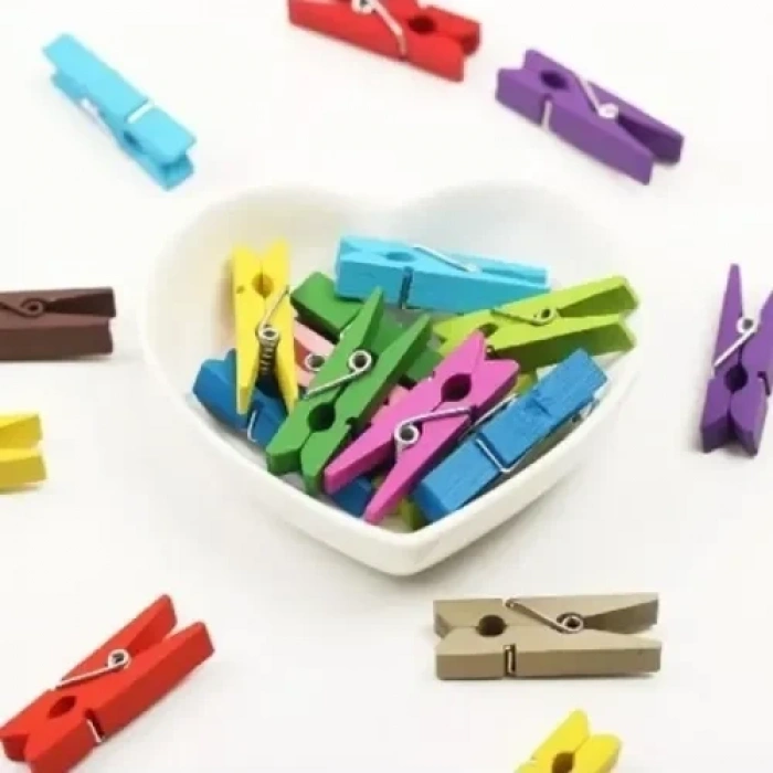 Renkli Ahşap Mandal Seti 2.5 Cm 100lü