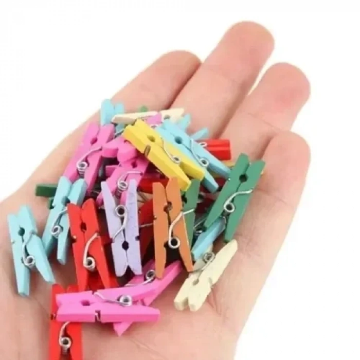 Renkli Ahşap Mandal Seti 2.5 Cm 100lü