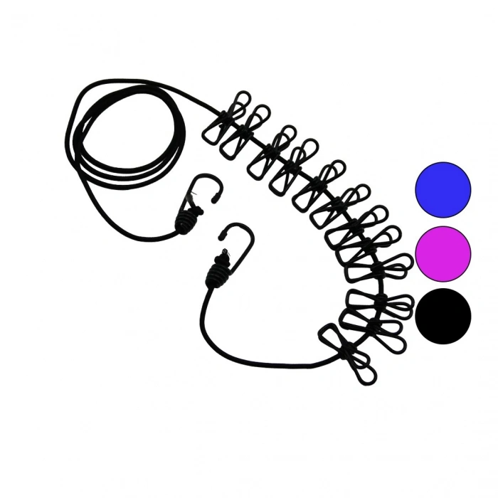 RENKLİ LASTİK   12PCS METAL MANDALLI  ÇAMAŞIR İPİ (5365)