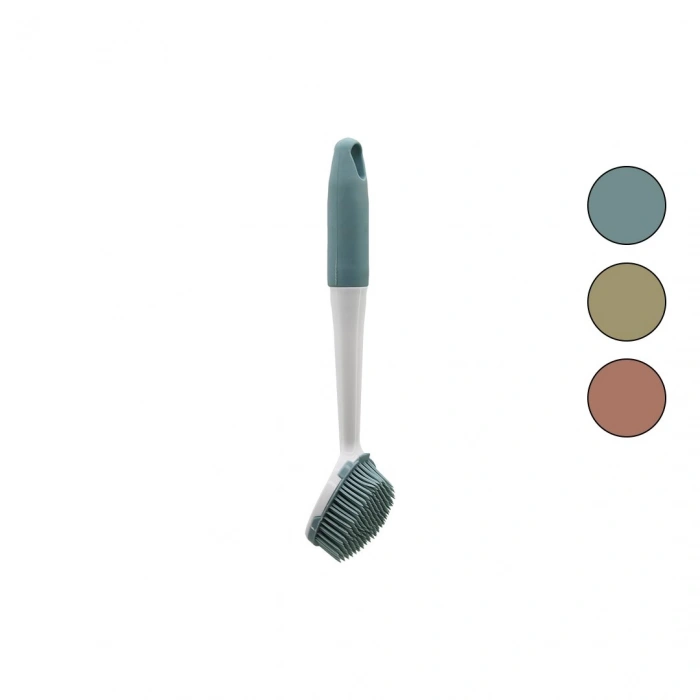 RENKLİ SİLİKON ÇOK AMAÇLI TEMİZLİK FIRÇASI PLASTİK SAPLI=SİLİKON KILIFLI 26.5CM (5365)