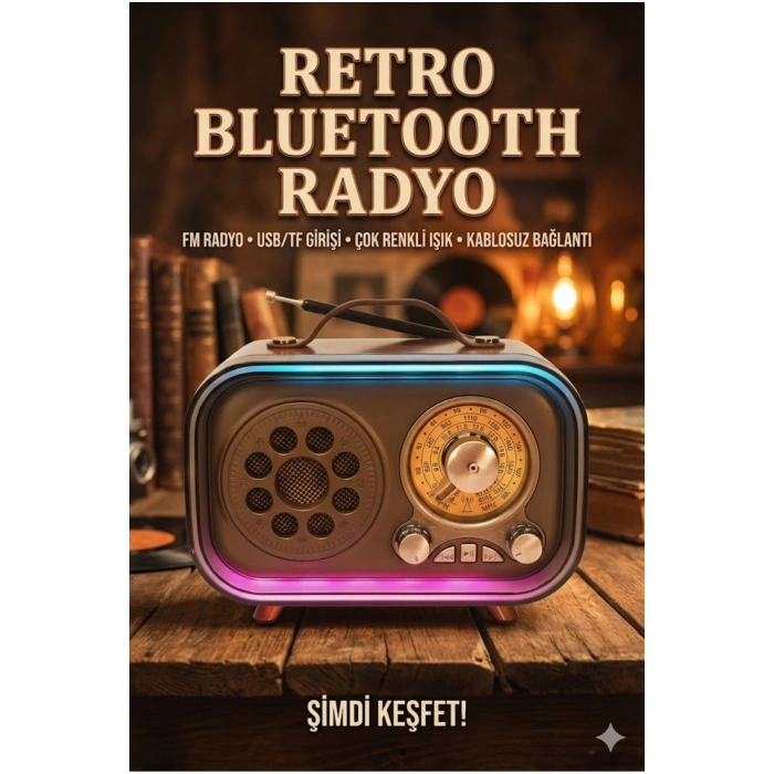 Retro Bluetooth Radyo Hoparlör USB TF Kart AUX FM Taşınabilir Nostaljik Tasarım