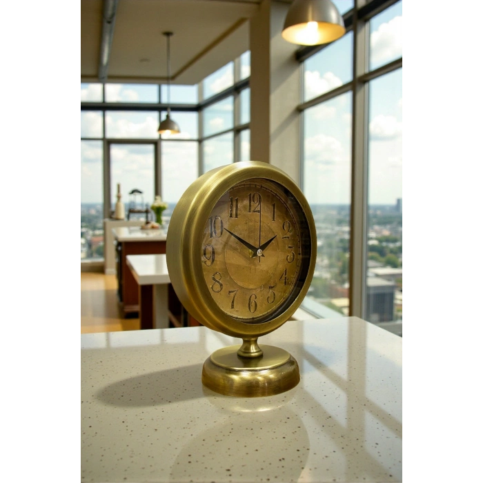 Retro Eskitme 25 x 20 Cm Metal Şık Masa Saati