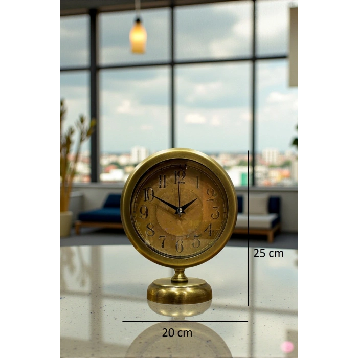 Retro Eskitme 25 x 20 Cm Metal Şık Masa Saati