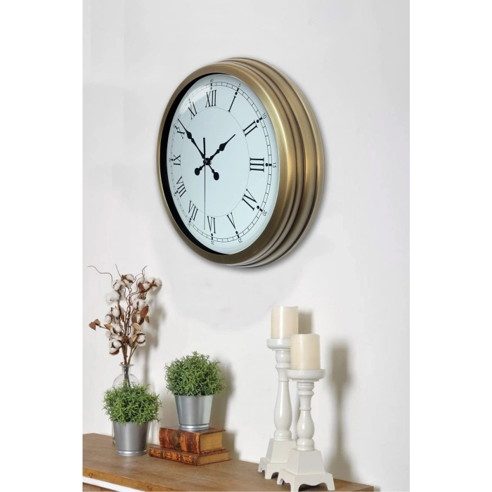 Retro Modern Roma Rakamlı 40 Cm Metal Duvar Saati