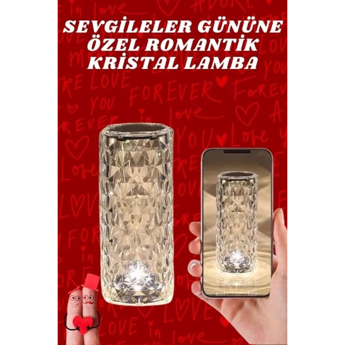 Romantik Kristal Lamba Usb Şarjlı 16 Renkli Gece Lambası