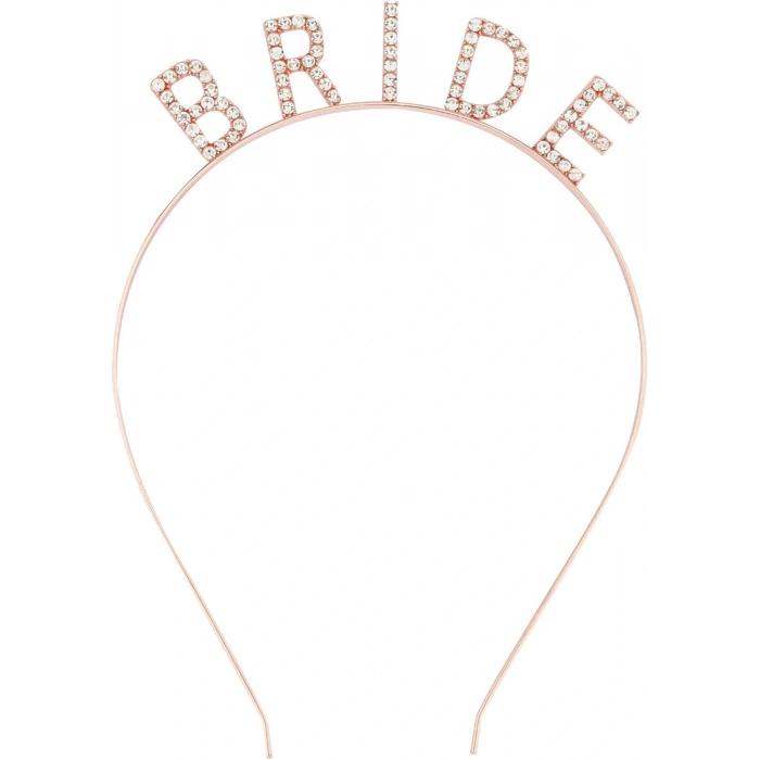 Rose Gold Bachelorette Party Crystal Stone Bride Tiara