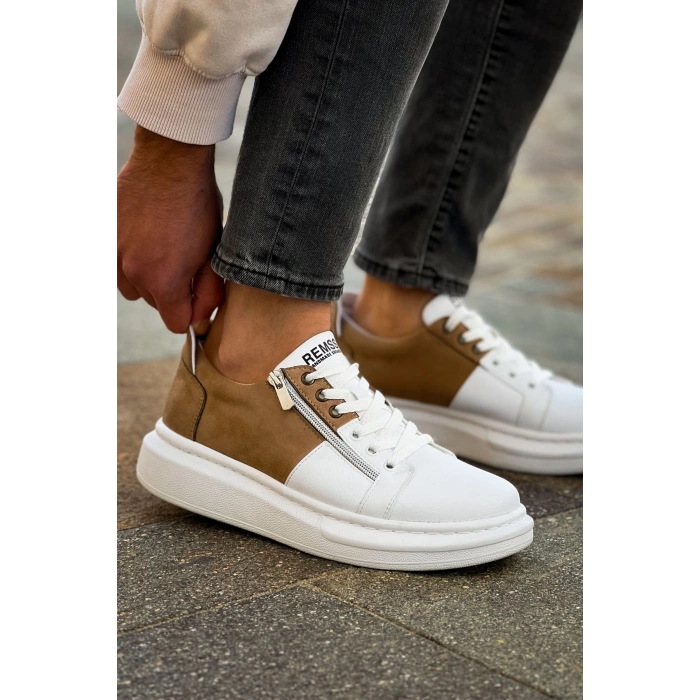 RS601 - Lüx Süet Erkek Ayakkabı Beyaz/Vızon