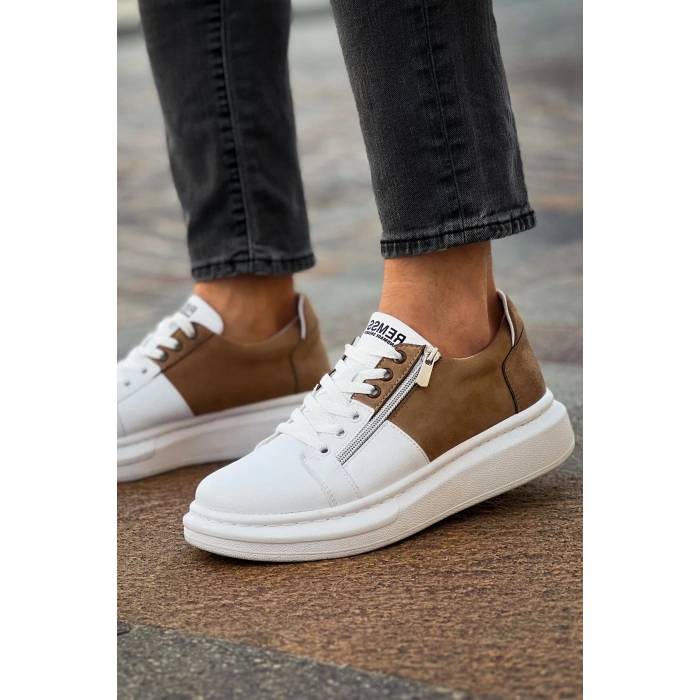 RS601 - Lüx Süet Erkek Ayakkabı Beyaz/Vızon