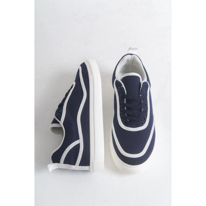 RS625 - Keten Erkek Spor Ayakkabı Lacivert Beyaz