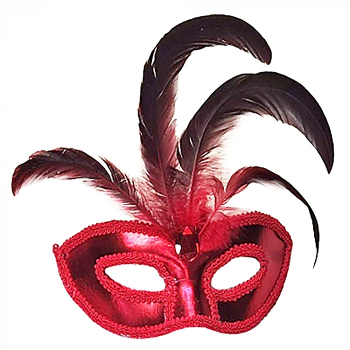 Red Feather Party Mask