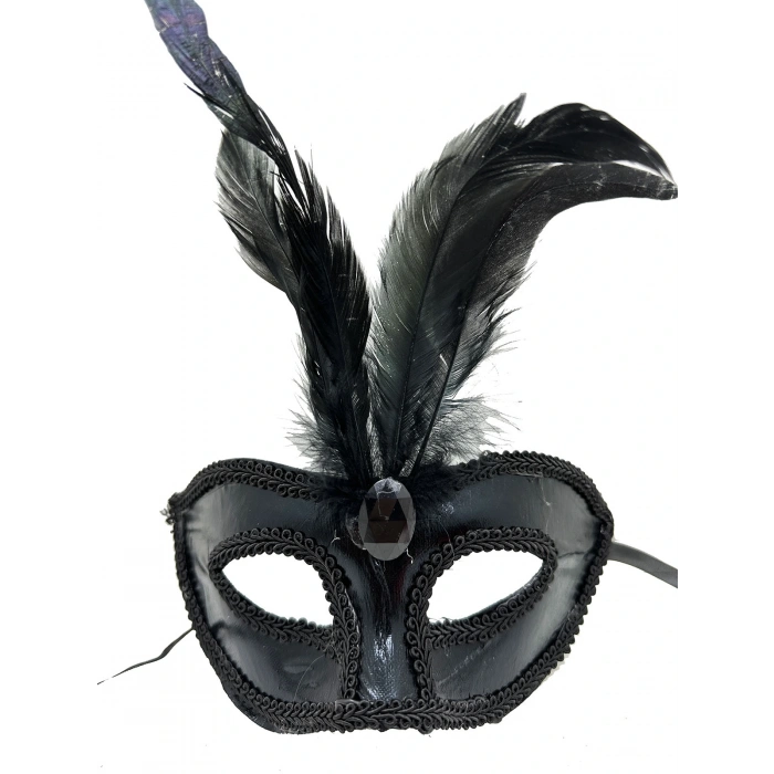 Patent Coating Red Feather Party Mask