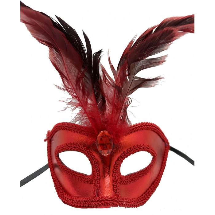 Red Feather Party Mask