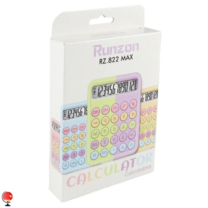 Runzon Renkli Hesap Makinesi Yuvarlak Uçlu 12 Hane Mavi RZ-822 (5365)
