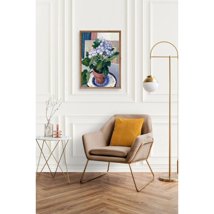 Saksıdaki Çiçek Ahşap Çerçeveli Tablo 30 x 42