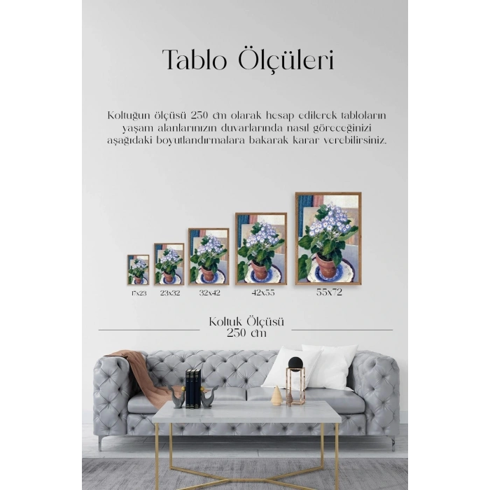 Saksıdaki Çiçek Ahşap Çerçeveli Tablo 30 x 42